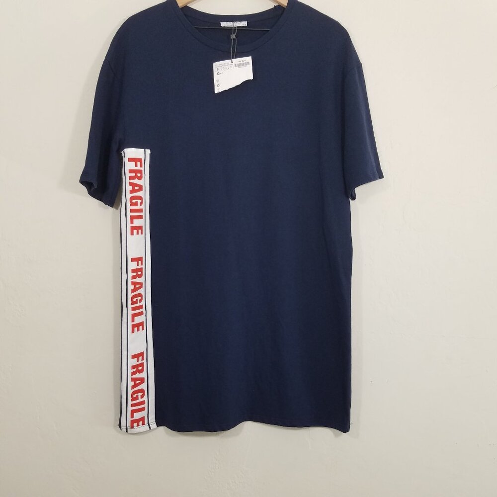 NWT Zara Navy Blue T-Shirt Dess Size S